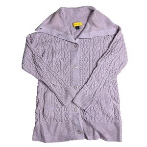 St. John Yellow Label Women's Lilac Cardigan Button Up Knit Sweater